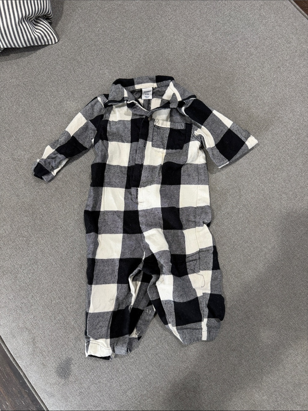 Old Navy Black & White Buffalo Plaid Baby One-Piece